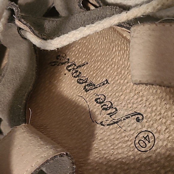 Free People Taupe Suede Gladiator Rope Lace-up Jute Sandals EU 40 US 10 Boho - Picture 7 of 11